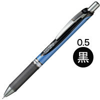 ぺんてる ゲルインクボールペン エナージェル 0.5mmニードルチップ 黒 ノック式 ブルー軸 BLN75-A 1本