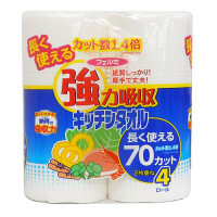 キッチンペーパー フェルミキッチンタオル 1.4倍巻き 70カット（1カット22×21cm） 1パック（4ロール入） イデシギョー