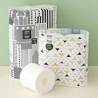 トイレットペーパー 6ロール入 パルプ 再生紙配合 ダブル 75m スコッティ フラワーパック 3倍長持ち 北欧デザイン 1パック（6個入)