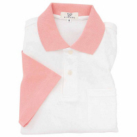 トンボ　キラク　ポロシャツ 　白×オーキッドピンク　S　CR024-13　1枚　　（取寄品）