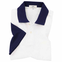 トンボ　キラク　ポロシャツ 　白×ネイビー　L　CR024-88　1枚　　（取寄品）