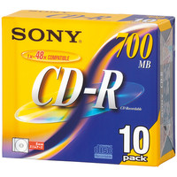 ソニー　CD-R　700MB　5mmプラケース　10CDQ80DNS　1パック（10枚入）