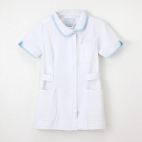 ナガイレーベン 女子上衣 ナースジャケット 医療白衣 半袖 Tブルー M CD-2832（取寄品）