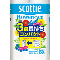 トイレットペーパー 6ロール入 再生紙配合 シングル 150m くつろぐ花の香り スコッティフラワーパック 3倍長持ち6ロール（1パック6ロール入）