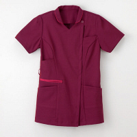 ナガイレーベン 女子上衣（衿つきスクラブ） 医療白衣 半袖 バーガンディ S ML-1142（取寄品）