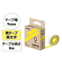 カシオ CASIO ラテコ 詰替え用テープ 幅9mm 黄ラベル 黒文字 8m巻 XB-9YW