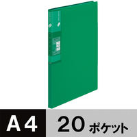 プラス　スーパーエコノミークリアーファイル+　固定式20ポケット　A4タテ　グリーン　緑　10冊　FC-502EL