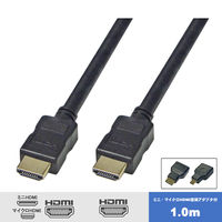 Vodaview　miniHDMI/microHDMI変換コネクタ付きHDMIケーブル　1m　VV-HDACD-AD-HDMI010AA-B　1セット