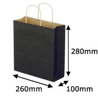 スーパーバッグ　丸紐カラー手提げ紙袋　ブラック　S　　1袋（50枚入）　　　  オリジナル