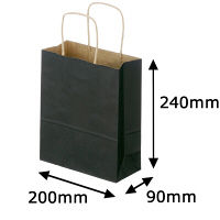 スーパーバッグ　丸紐カラー手提げ紙袋　ブラック　SS　　1箱（300枚入：50枚入×6袋）　　　  オリジナル