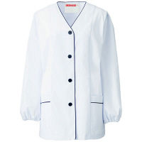 KAZEN（カゼン） レディス衿無し調理衣長袖 ホワイト 3L APK1025 1枚（直送品）