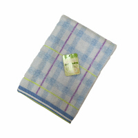 クリーミーチェック バスタオル ブルー 約60×120cm 林