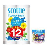 スコッティ2倍巻きフラワー シングル 100m×6ロール+3倍長持ち 150m シングル 1ロール セット