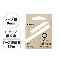 カシオ CASIO ラテコ テープ 増量版 幅9mm 白ラベル 黒文字 長尺 15m巻 XB-9WEL  オリジナル