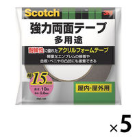 多用途 強力両面テープ PSD-15R 幅15mm×長さ10m スコッチ 3Mジャパン 1セット（5巻入）