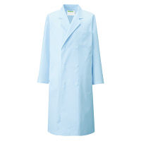 KAZEN メンズ診察衣W型長袖（ドクターコート） 医療白衣 サックスブルー（水色） ダブル M 115-71（直送品）