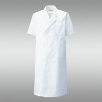 KAZEN メンズ診察衣W型半袖（ドクターコート） 医療白衣 ホワイト ダブル LL 117-30（直送品）
