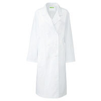 KAZEN レディス診察衣W型長袖（ドクターコート） 医療白衣 ホワイト ダブル LL 125-20（直送品）