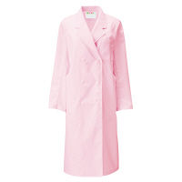 KAZEN レディス診察衣W型長袖（ドクターコート） 医療白衣 ピンク ダブル M 125-73（直送品）