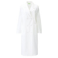 KAZEN レディス診察衣W型長袖（ドクターコート） 医療白衣 オフホワイト ダブル L 265-90（直送品）