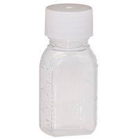 金鵄製作所 小判投薬瓶（30mL）ベーシックキャップ（ホワイト） 本体色:透明 凸凹目盛り 刻印目盛り 未滅菌 1袋（100本入）