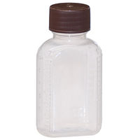 金鵄製作所 小判投薬瓶（60mL）ベーシックキャップ（ブラウン） 本体色:透明 凸凹目盛り 刻印目盛り 未滅菌 1袋（100本入）