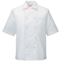 KAZEN（カゼン） 衿付きコックシャツ ホワイト×ネイビー 401-48
