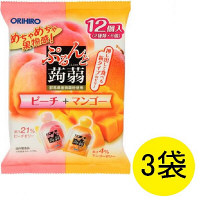 ぷるんと蒟蒻ゼリー　パウチ　ピーチ+マンゴー　12個入×3袋　オリヒロ　栄養補助ゼリー