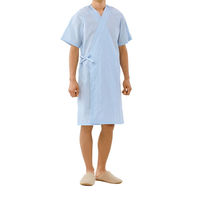 住商モンブラン 検診衣（半袖・着物式） 検査着 患者衣 男女兼用 サックスブルー（水色） L 59-501（直送品）