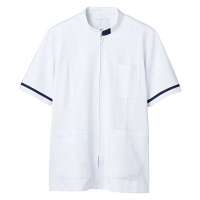 住商モンブラン ジャケット（メンズ・半袖） 医務衣 医療白衣 白/ネイビー M 72-858（直送品）