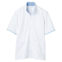 住商モンブラン ジャケット（メンズ・半袖） 医務衣 医療白衣 白/サックスブルー（水色） LL 72-904（直送品）