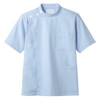 住商モンブラン メンズ医務衣（ケーシージャケット） 医療白衣 半袖 サックスブルー（水色） LL 72-964（直送品）