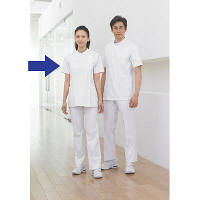 KAZEN　レディスXLA医務衣半袖　L　ホワイト　XLA105-C/10-L　（直送品）
