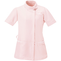 AITOZ（アイトス） アシンメトリーカラーチュニック ナースジャケット 医療白衣 半袖 ピンク×ホワイト L 861115