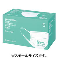 アスクル　耳にやさしいやわらかいマスク　スモールサイズ　ホワイト　1箱（50枚入） オリジナル
