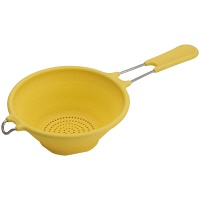 使用不可【アウトレット】KOKKi　シリコーン　水切りザル柄付　リーフイエロー　1個