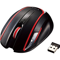 エレコム　無線（ワイヤレス）マウス　ブラック　アイドリングストップ機能＆高耐久クリック機能搭載/ブルーLED方式/5ボタン/1年保証　M-A-BL04DBBK