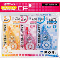 トンボ鉛筆【MONO】修正テープ 使いきりタイプ モノCF5C 3色入 5mm×8m KCA-321　3色×2パック　（直送品）