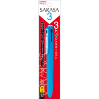 ゼブラ サラサ3 ゲルインクボールペン ライトブルー軸 3色 0.5mm P-J3J2-LB 3本（直送品）
