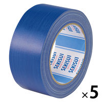 【ガムテープ】 カラー布テープ No.600V 0.22mm厚 幅50mm×長さ25m 青 積水化学工業 1セット（5巻入）