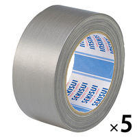【ガムテープ】 カラー布テープ No.600V 0.22mm厚 幅50mm×長さ25m 銀 積水化学工業 1セット（5巻入）
