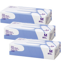 アスクル　プラスチックグローブ　M　粉なし（パウダーフリー）　1セット（100枚入×3箱）　ビニール手袋 オリジナル