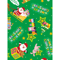 ササガワ 包装紙 トイサンタ緑 半才判 【クリスマス】 49-3009 1包（50枚）袋入（取寄品）