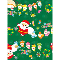 ササガワ 包装紙 サンタファミリー緑 全判 【クリスマス】 49-4011 1包（50枚）袋入（取寄品）