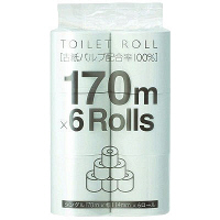 【アウトレット】 トイレットペーパー【6ロール】【再生紙】【シングル】【170m】【芯無】オリジナルトイレットロール170m　1パック（6個入）　  オリジナル