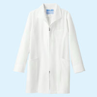 KAZEN レディスジップアップ診察衣（ハーフ丈） ドクターコート 医療白衣 長袖 ホワイト LL 128-90（直送品）