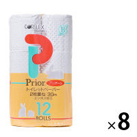 トイレットペーパー 12ロール入×8パック 再生紙 ダブル 30m プリオール 1ケース（96ロール入） コアレックス信栄