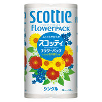 【アウトレット】トイレットペーパー 再生紙配合 シングル 50m 花の香り スコッティフラワーパック 1パック（12ロール入）1個