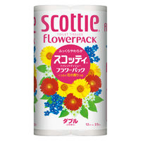 【アウトレット】トイレットペーパー 再生紙配合 ダブル 25m 花の香り スコッティフラワーパック 1パック（12ロール入）