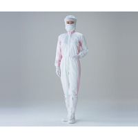 東洋リントフリー クリーンルーム用ツナギ服 ホワイト×ピンク M FC132B-14 1着 1-6359-04（直送品）